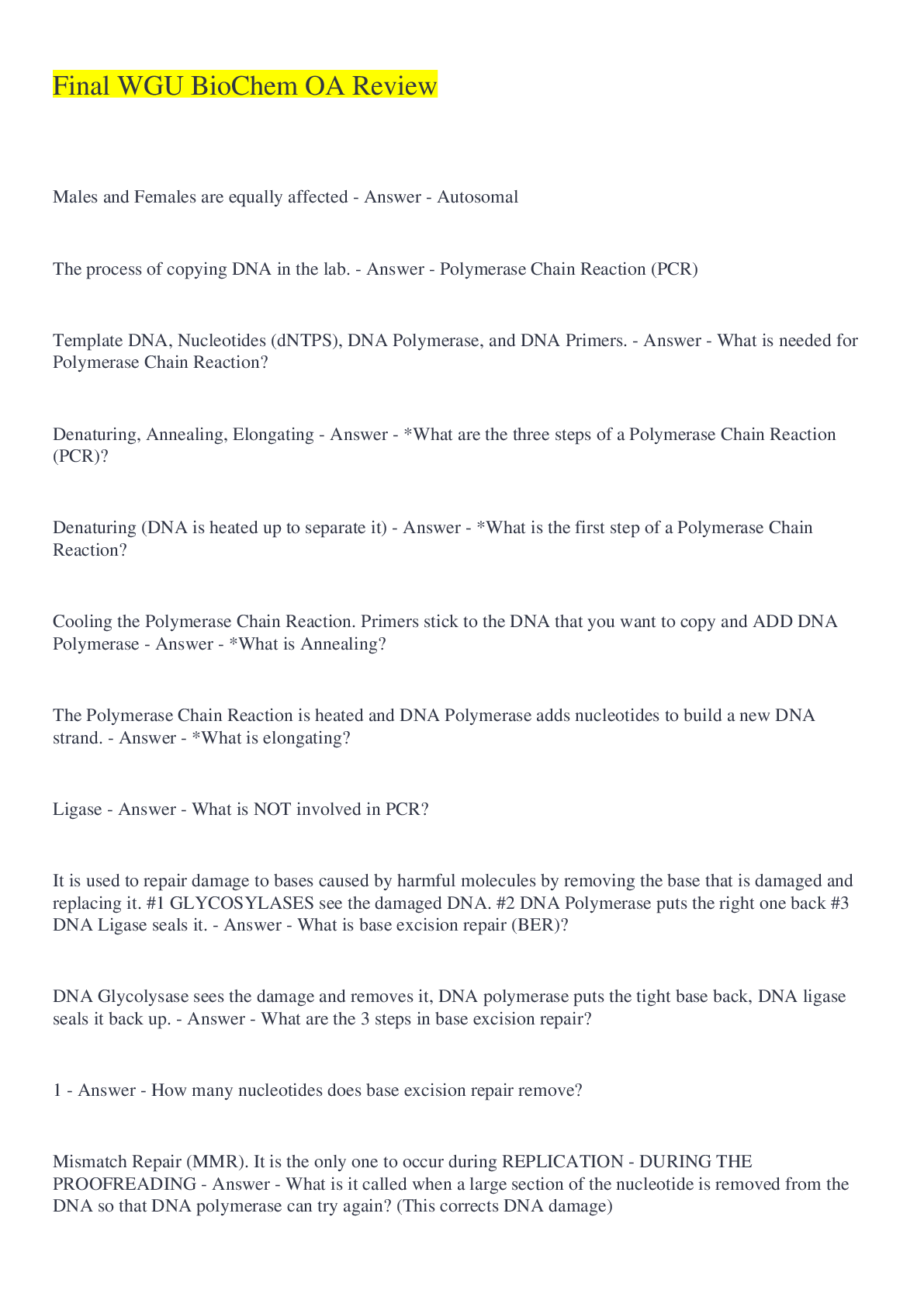 Preview image for Final WGU BioChem OA Review Q&A 2022/2023